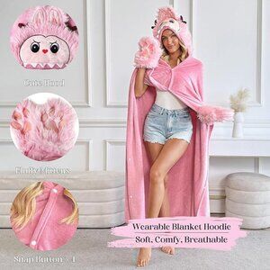 Wearable Blanket Hoodie-Warm Soft Comfy Hooded Blanket Lafufu the monsters